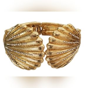 LILLY PULITZER Gold Tone Seashell Clamper Cuff Bracelet